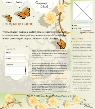 Web site layout, nature theme