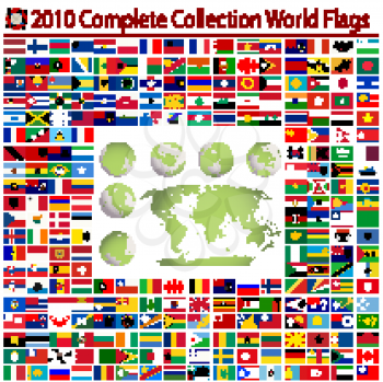 World flags and editable world map, complete collection
