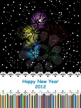 Fireworks new year 2012 celebration card