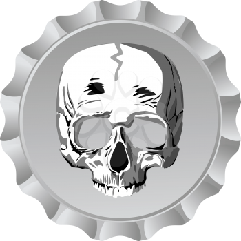 Realistic bottle cap with human skull