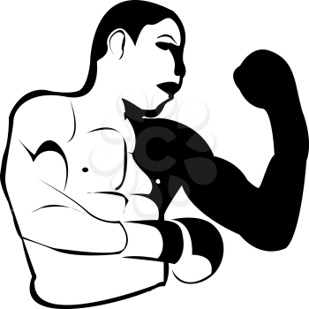 Box fighter icon, isolated object over white background