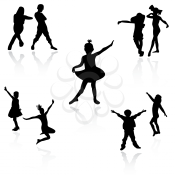 Silhouettes of children at dance