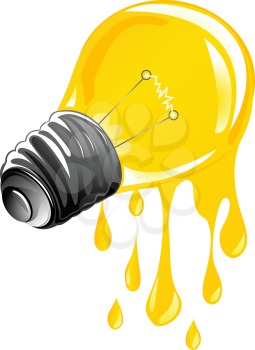  dripping energy light bulb. Isolated and grouped objects over white background