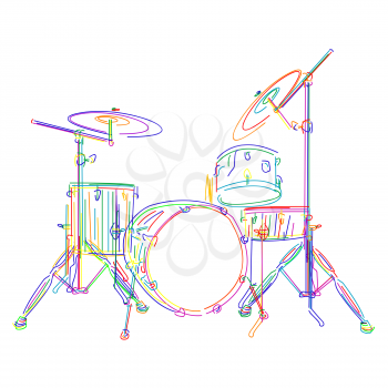 Graphic drums kit over white background