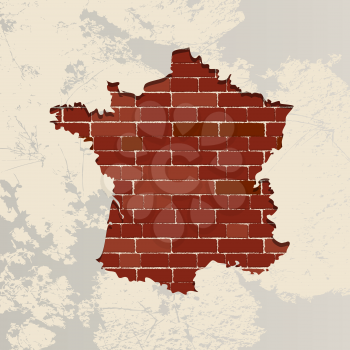 France map on a brick wall