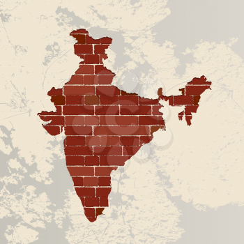 India map on a brick wall