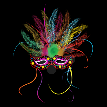 Mardi grass party mask over black background