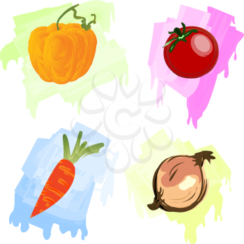 Art illustration of vegetables over white background