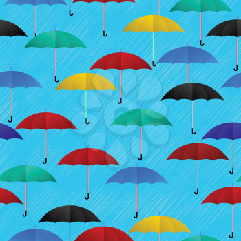 Seamless background pattern with colored umbrellas