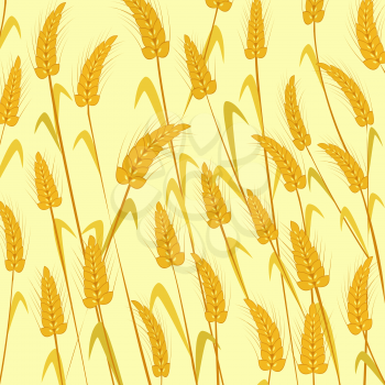 Ripe wheat. Isolated and grouped objects over Yellow background