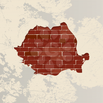 Romania map on a brick wall