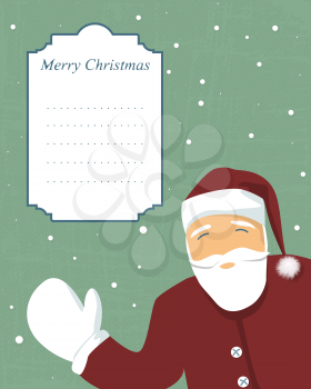Christmas holidays celebration card with Santa and a banner for text