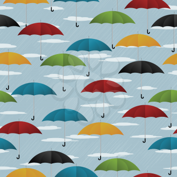 Seamless background with colored umbrellas