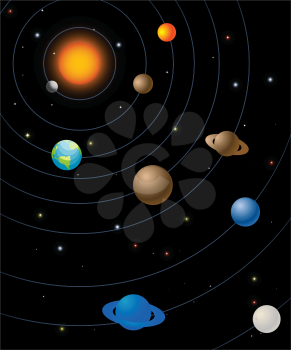 Solar system graphic, abstract art illustration