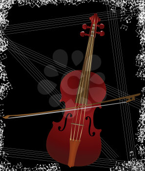Grunge violin background, abstract musical background