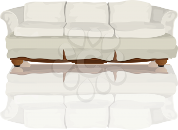 Couch or sofa and reflection drawing over white background