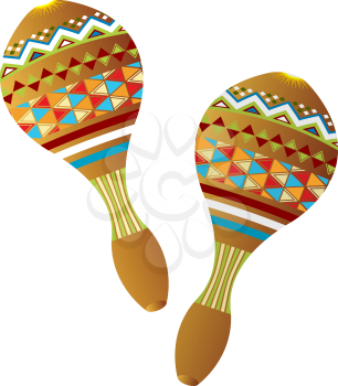 Two wooden maracas instruments on white background