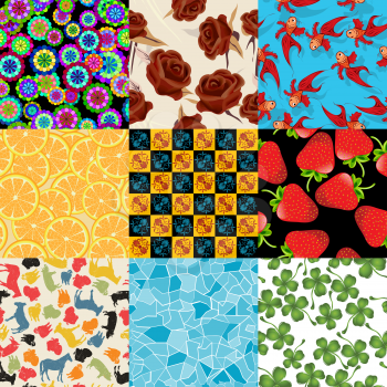 Seamless pattern set, isolated and grouped backgrounds.