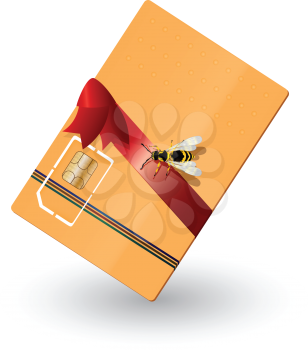 Gift wrapped phone card and a wasp. Transparecy and gradient mesh effect used.