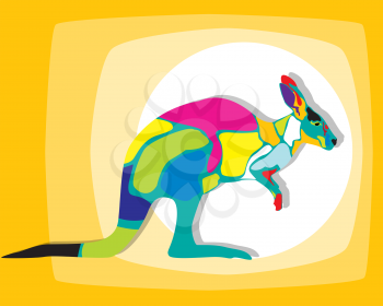 Clip art illustration of a colored kangaroo