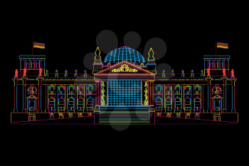 Stylized illustration of Berlin's parliament, Reichstag.
