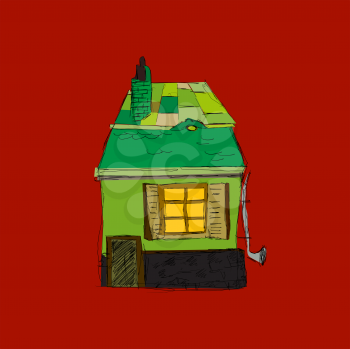 Green house icon, hand drawn sketch
