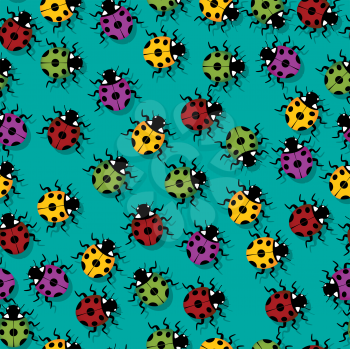 Cute little ladybugs in colors, seamless tile