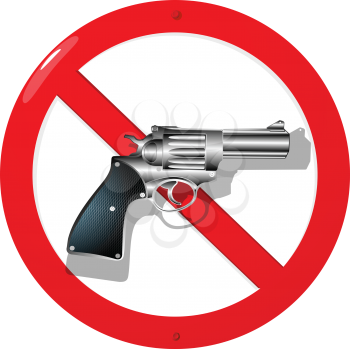 Weapon restriction sign in 3D. Isolated and grouped objects over white background