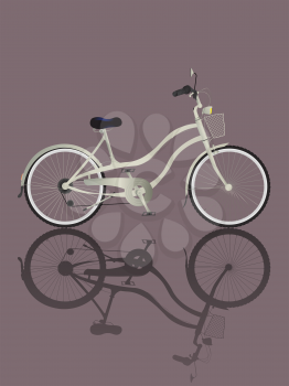Illustrated retro bicycle and reflection. 