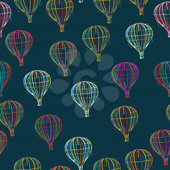 Hot air balloons seamless pattern, abstract art.