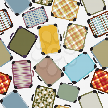 Cartoon style luggages seamless pattern