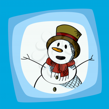Snowman clip art illustration for winter holidays