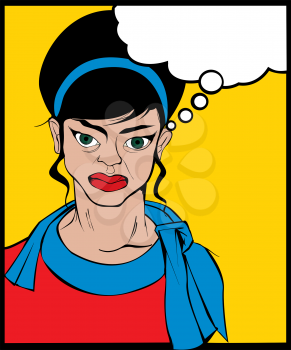 Retro looking angry woman. Pop Art illustration.