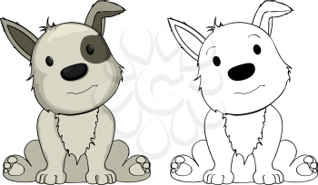 Cartoon puppy drawing on white background