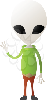 Cute alien character figure over white