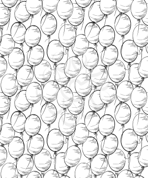 Seamless pattern with balloons ion black and white