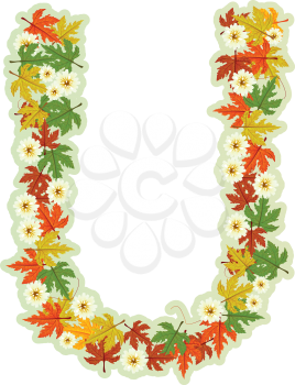 Pattern letter U made from flowers and leaves