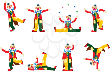 Circus clown collection, isolated objects on white background
