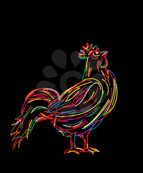 Stylize brush sketch of a rooster.