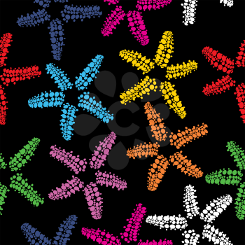 Seamless starfish pattern in colors. 