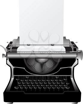 Vintage typewriter icon against white background