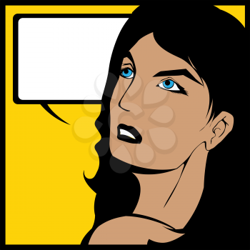 Illustration of a woman looking over her shoulder and a speech bubble