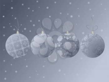 Four Illustrated Christmas Baubles With Swirls
