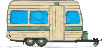 Caravan cartoon drawing against white background