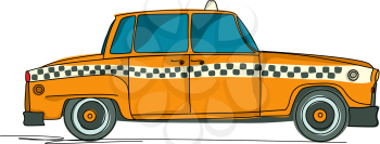 Cartoon yellow cab against white background