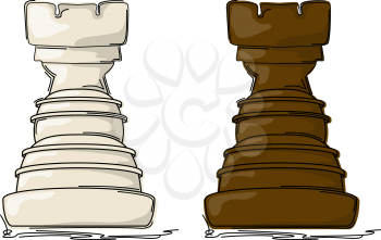 Chess rook drawing against white background