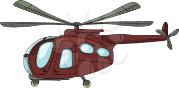 Cartoon drawing helicopter against white background