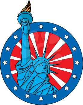 Liberty statue badge, icon on white background