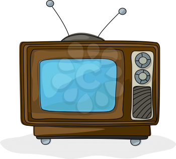 Retro style tv drawing over white background