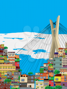 Sao Paulo city landscape, cartoon illustration